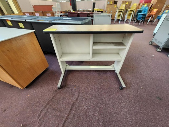 Rolling Wood Shelf Top w/ Metal Shelf Underneath 48" x 16" x 38"