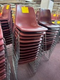 (12) Burgundy Plastic Scoop Seat Metal Sled Leg Chairs 19