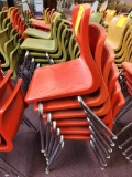 (6) Red Plastic Seat Metal Leg Chairs 17