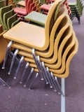 (6) Yellow Plastic Seat Metal Leg Chairs 17