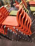 (6) Red Plastic Seat Metal Leg Chairs 17