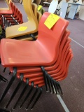 (6) Red Plastic Seat Metal Leg Chairs 17