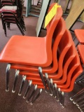 (6) Red Plastic Seat Metal Leg Student Chairs 15