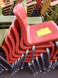 (6) Orange Plastic Seat Metal Leg Student Chairs 15