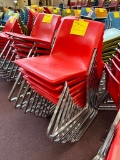 (10) Red Plastic Seat Metal Sled Leg Chairs