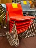 (10) Red Plastic Seat Metal Sled Leg Chairs