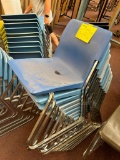 (9) Light Blue Plastic Seat Metal Sled Leg Chairs
