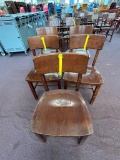 (5) Dark Wood Kitchen Dining Chairs 18