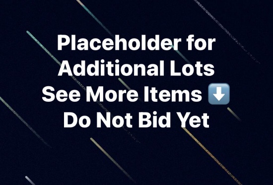 More Lots Coming Soon, Placeholder, DO NOT BID YET