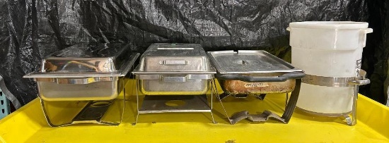 Lot of 3 Full-Size Chafing Pans w/ Lids & Racks