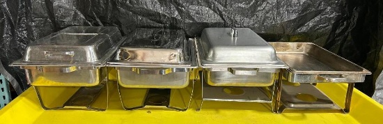 Lot of 3 Full-Size Chafing Pans w/ Lids & Racks