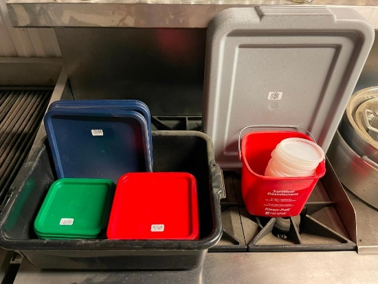 Mixture of NSF Food Container Lids, Cleaning Buckets, See Images for Detail