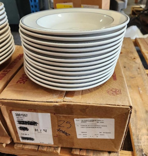 25 Count, 11in Pasta Bowls, Black Band, Homer Laughlin, No. 3801557