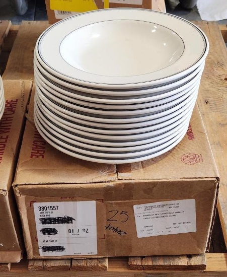 25 Count, 11in Pasta Bowls, Black Band, Homer Laughlin, No. 3801557