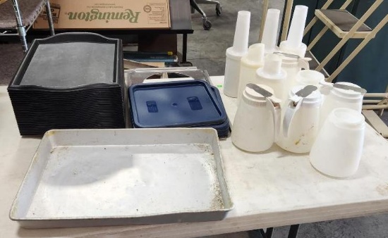 Cafeteria Trays, Syrup Dispensers, Juice Containers, Tray, Lid, Misc.