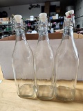Lot of 5 Glass Water Bottles w/ Caps