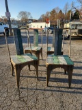 Lot of 12 Rustic Metal and Wood Farmhouse Dining Chairs