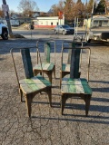 Lot of 12 Rustic Metal and Wood Farmhouse Dining Chairs