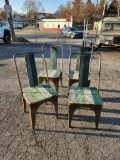 Lot of 12 Rustic Metal and Wood Farmhouse Dining Chairs