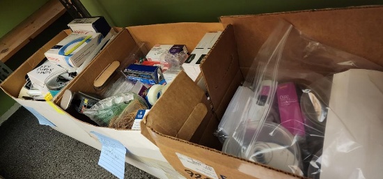 Large Group of Office Supplies; Staplers, Tape Refills, Clips, Pins, Post-its, Writing Utensils, etc