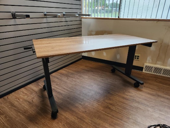 Height Adjustable Rectangular Desk on Wheels 29 1/2in x 59in - Possible Stand Up Desk