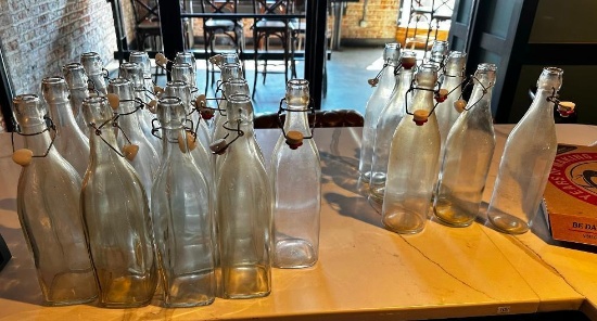 24 Glass Bottles w/ Clear Swing Top Lids, Up to 35oz