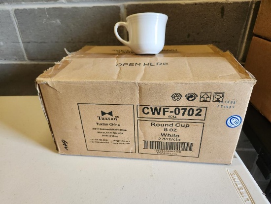 Case of 24, Tuxton CWF-0702 8-oz Round Cup White Mugs