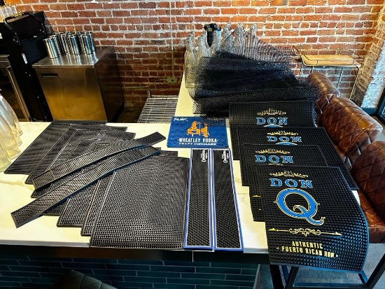 Rubber Bar Mats, Half w/ Logos, Half Black, Rubber Shelf Liners