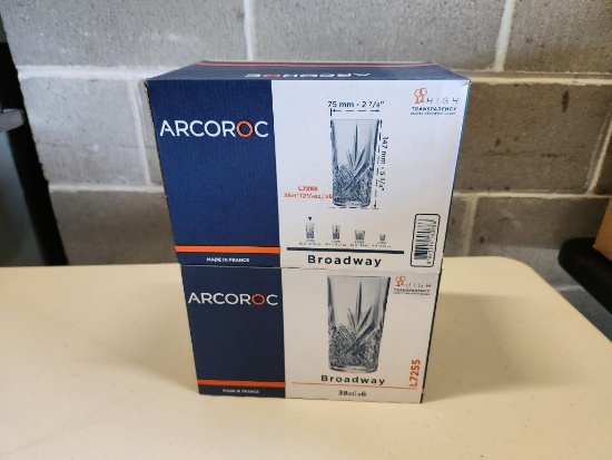2 Cases, 12 Total, Arcoroc 12-3/4oz Broadway Glasses, L7255