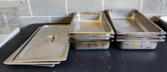 Full-Size Steam Pans w/ Lids, 3 w/ Lids, 3 w/o Lids