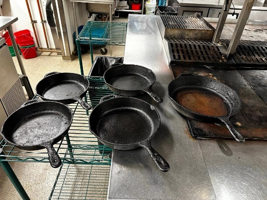 5 Cast Iron Skillets, Most Lodge