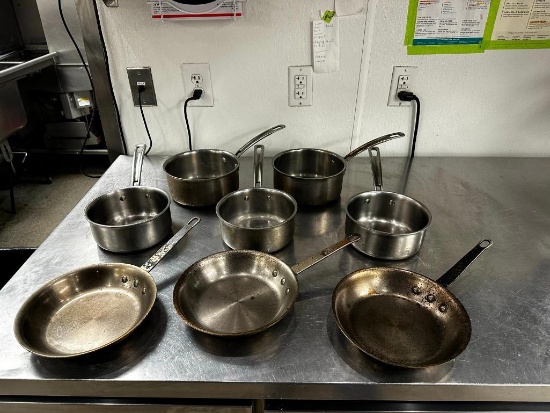8 Cuisinart Skillets & Sauce Pots - (2) 2-Quart, (3) 1.5-Quart, (3) 8in Skillet Fry Pans