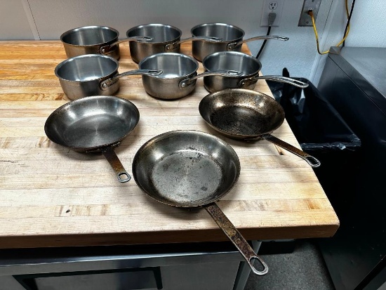 9 Cuisinart Pots - (3) 2-Quart, (3) 1.5-Quart, (3) 8in Skillet Fry Pans