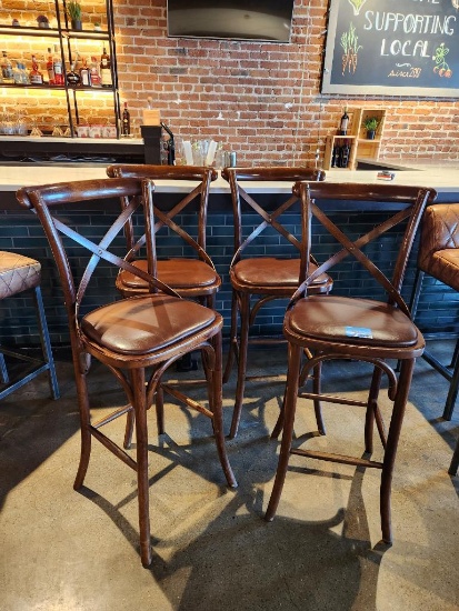 Lot of 4 High-Quality Bar Stools, 30in Cushioned Seat Height