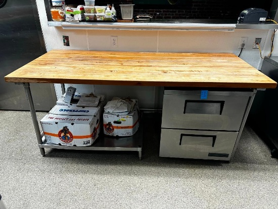 John Boos Butcher Block Top Prep Table w/ Lower Shelf, 84in x 36in x 36in