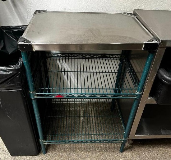 Stainless Steel Prep Table w/ 2 Lower Shelves, 34in x 24in x 18in