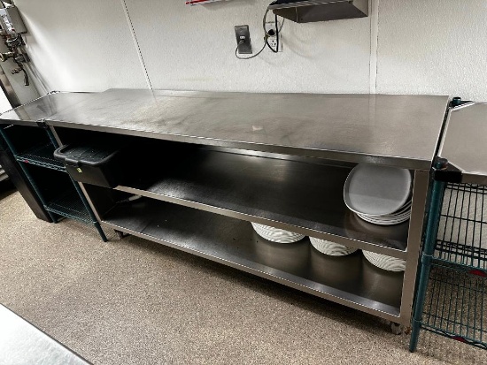 Commercial Stainless Steel Prep Table Cabinet w/ 2 Lower Shelves, 72in x 36in x 18in