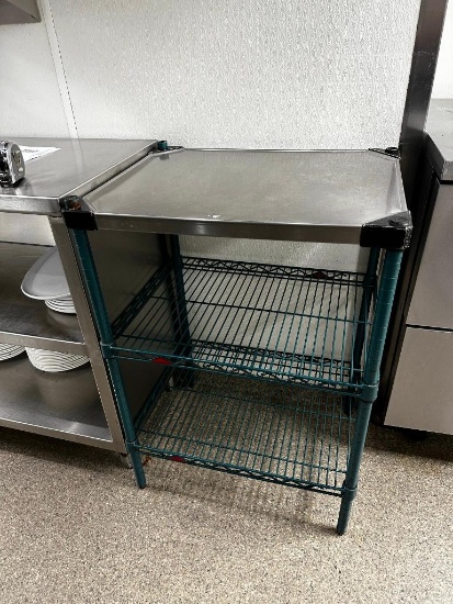Stainless Steel Prep Table w/ 2 Lower Shelves, 34in x 24in x 18in