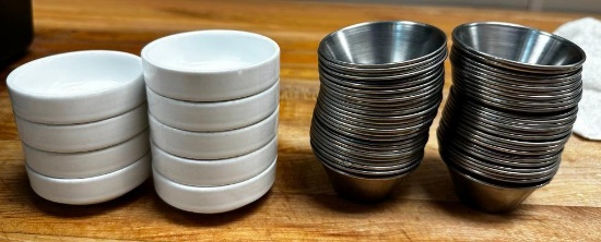 Group of Stainless Steel and Ceramic Ramekins
