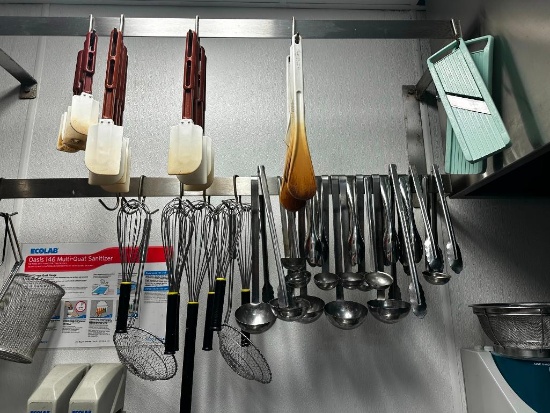 Large Assortments of NSF Kitchen Utensils, Whisks, Spatulas, Strainers, Ladles, Tongs & More
