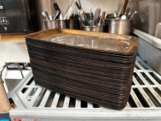 50+/- Metal Trays or Flash Pans 11in x 7in