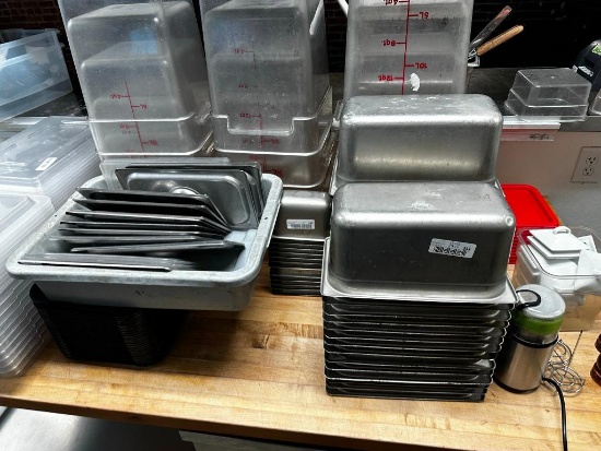 (29 Count) 1/3 Size Steam Pans, 6in Deep (Includes 18 Lids, Metal & Plastic Lids)
