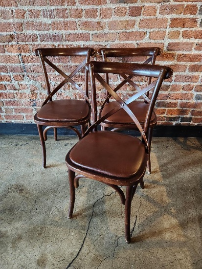 Lot of 3 High-Quality Restaurant Chairs w/ Padded Seats