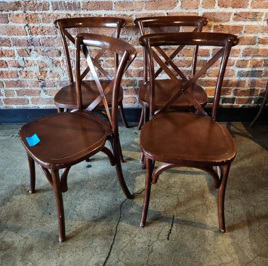 Lot of 4 High-Quality Hardwood Restaurant Chairs