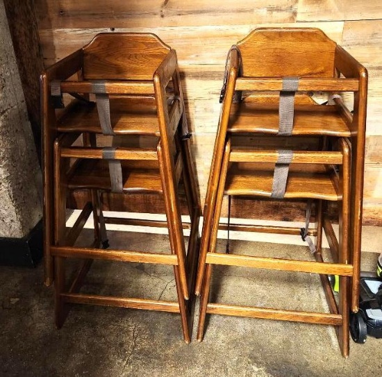 Lot of 4 Wood NSF High Chairs, Sold 4x$