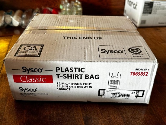 Full Case of 1,000 pc. Sysco Plastic T-Shirt Bags