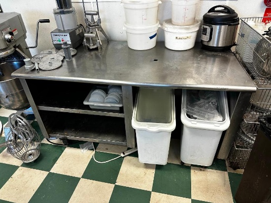 Stainless Steel Prep Table w/ 2 Enclosed Shelves, 64in x 33in x 34in H