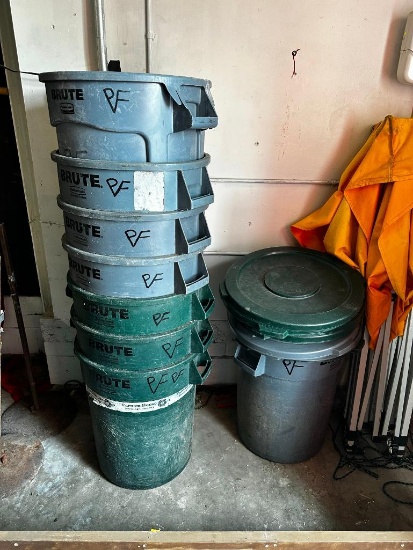 Stack of BRUTE Trash Cans
