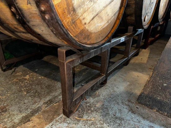 Steel Barrel Rack for 2 Wood Whiskey or Wine Barrels