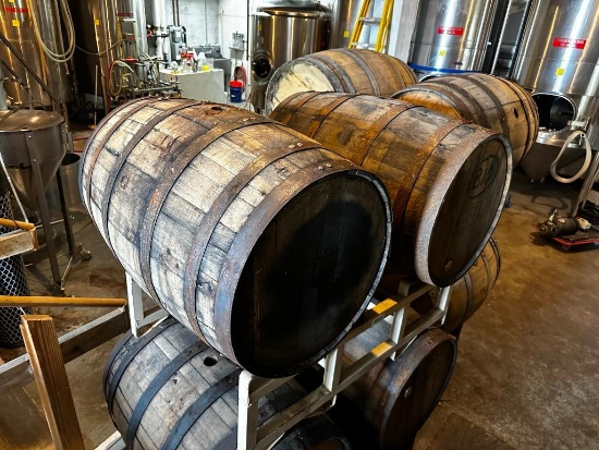 Lot of 2 - 52-Gallon Wood Whiskey Kegs